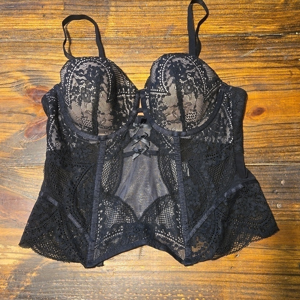 Rebecca Mir Hunkmuller Sexy Black Corset Bustier Bra Size 36C - Picture 2 of 7